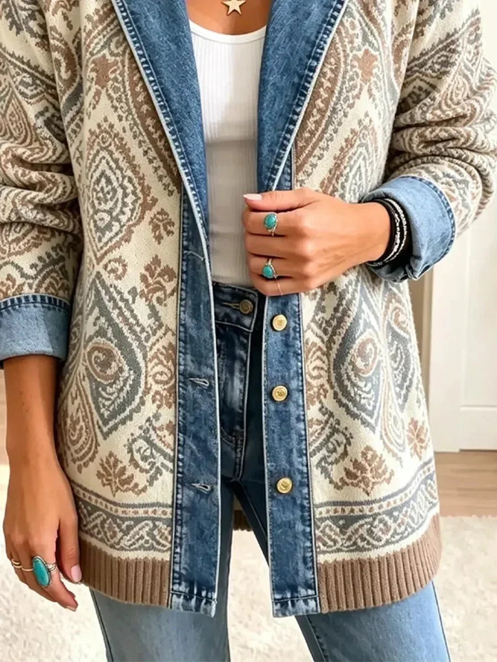 Johanna | Retro-Jeansjacke mit Boho-Patchwork