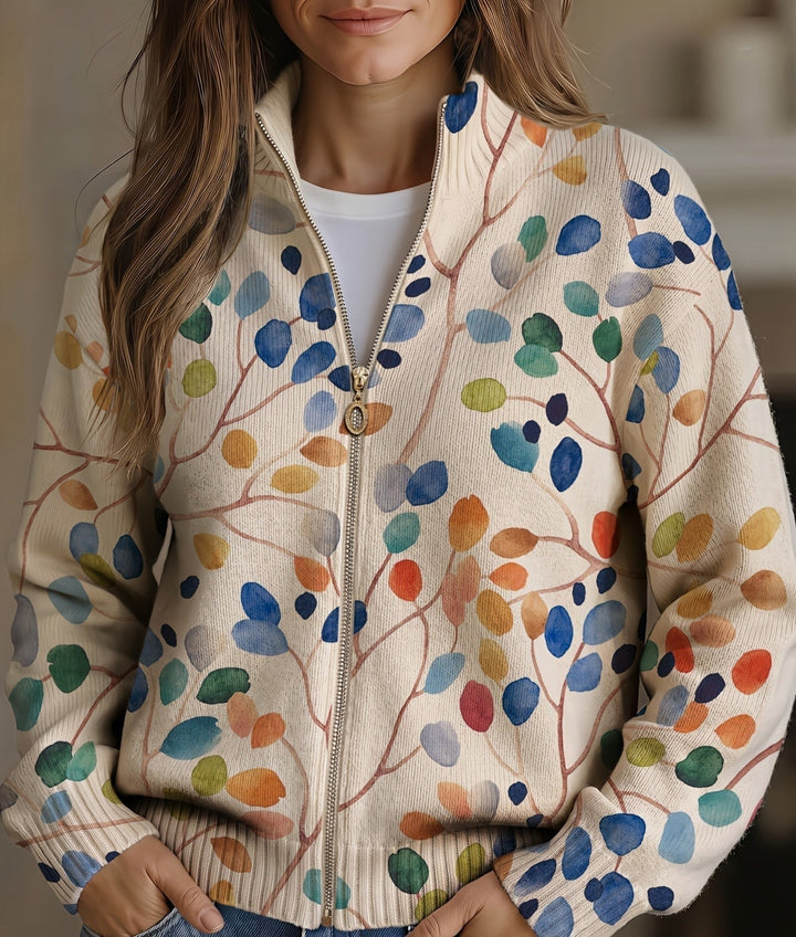Claudia™ | Cardigan mit Aquarell-Blättern