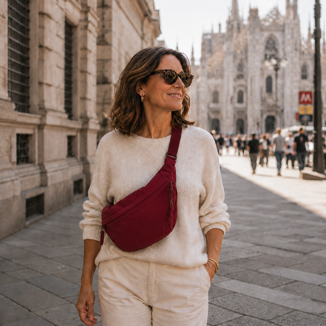 Marlene | Schultertasche in Bordeauxrot