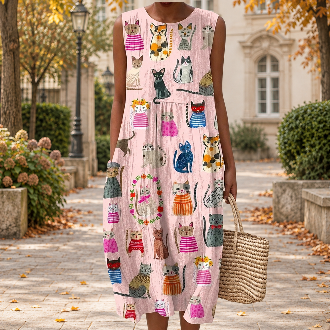 Bequemes ärmelloses Herbstkleid
