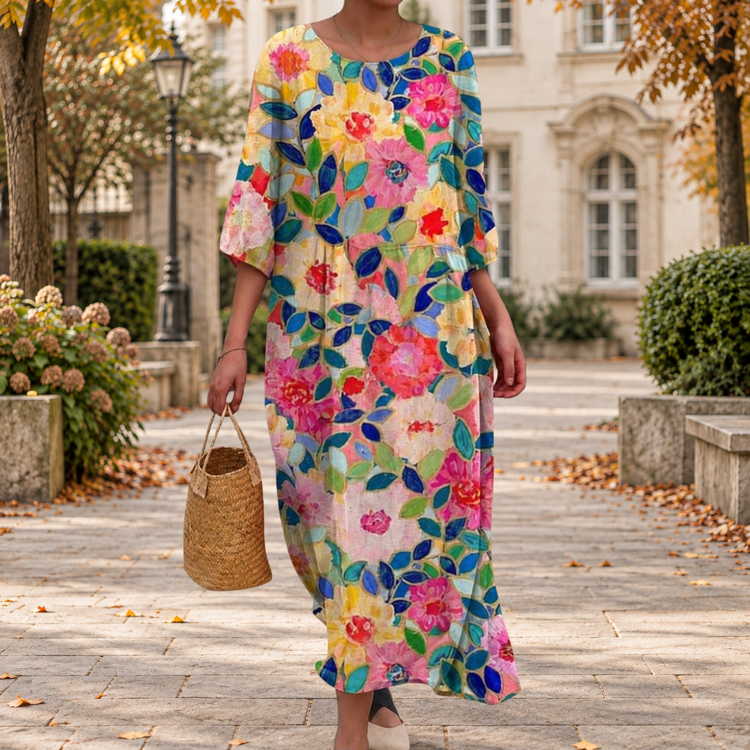 Fließendes langes Kleid für den Herbst