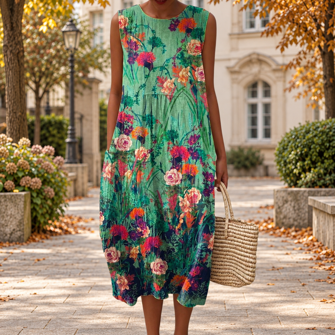 Bequemes ärmelloses Herbstkleid