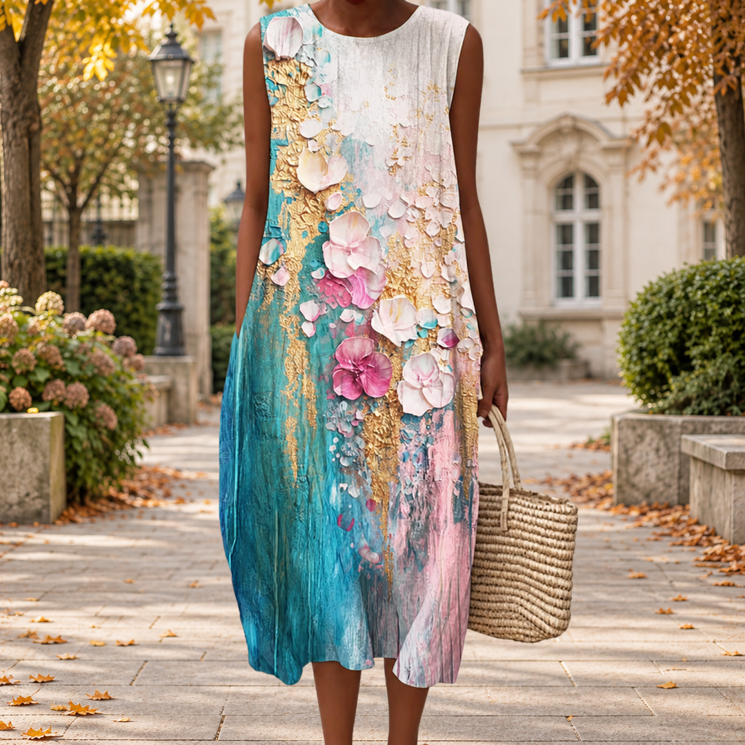 Bequemes ärmelloses Herbstkleid