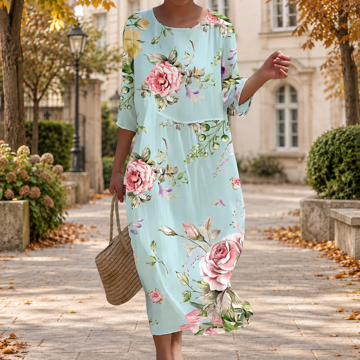 Fließendes langes Kleid für den Herbst