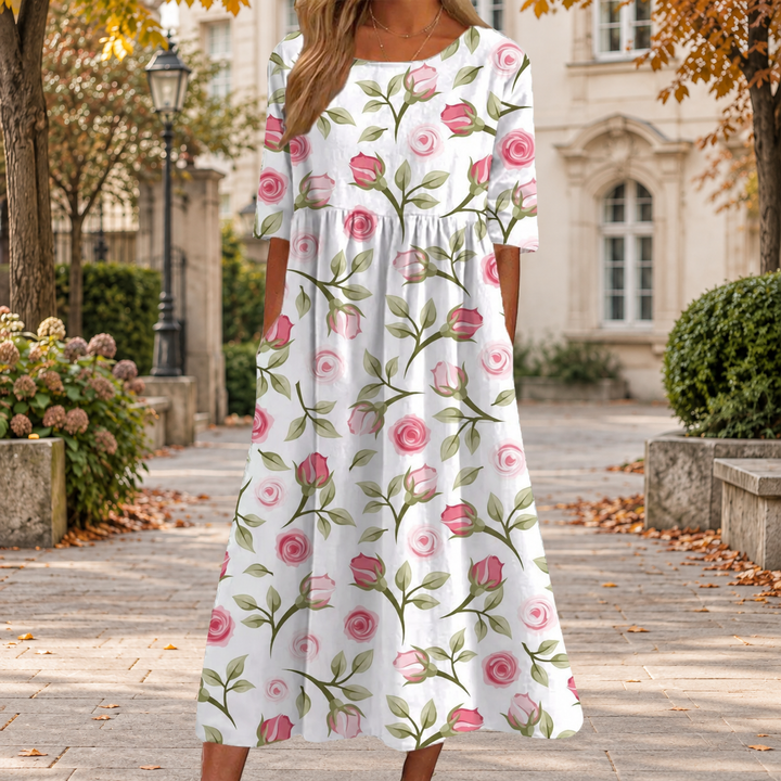 Fließendes langes Kleid für den Herbst