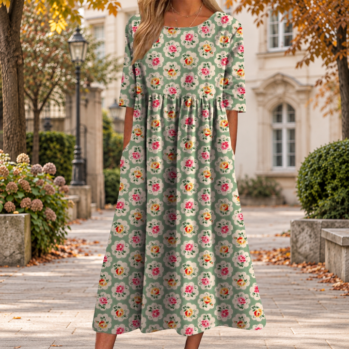 Fließendes langes Kleid für den Herbst