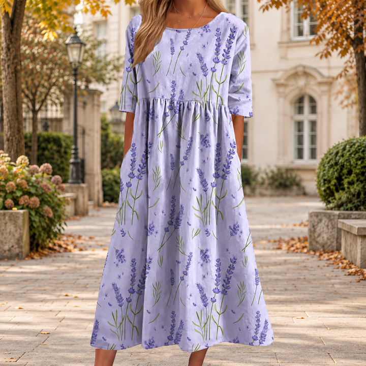 Fließendes langes Kleid für den Herbst