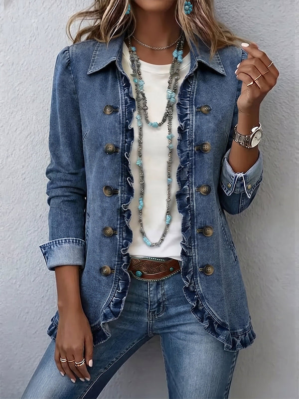 Dagmar™ | Blazer in Blau mit Rüschen