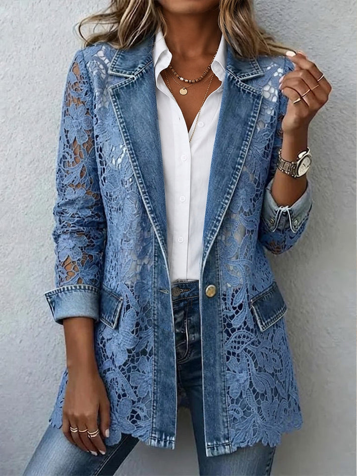 Emilia | Blazerjacke mit floralen Spitzeneinsätzen