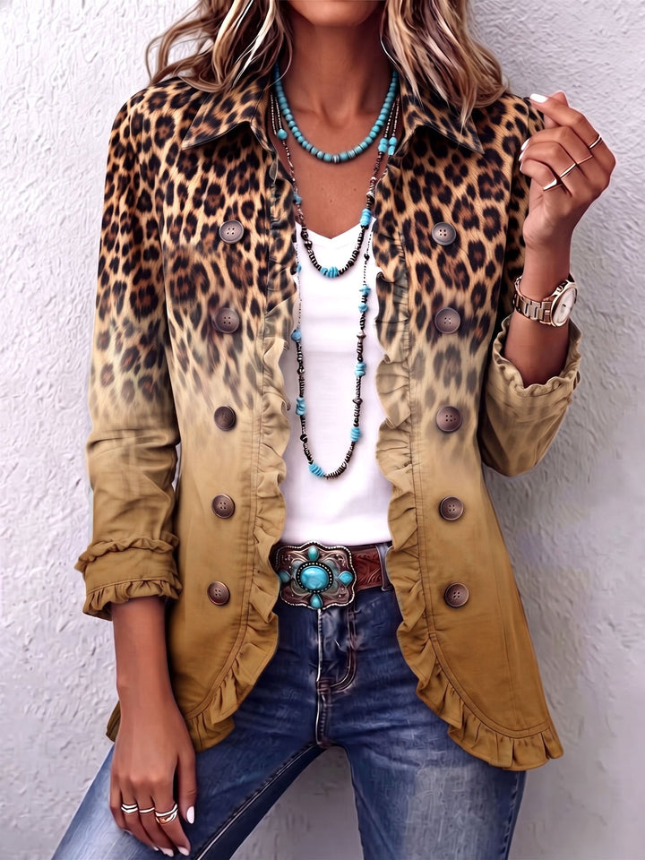 Klara | Blazerjacke mit Leoparden-Ombré und Rüschen
