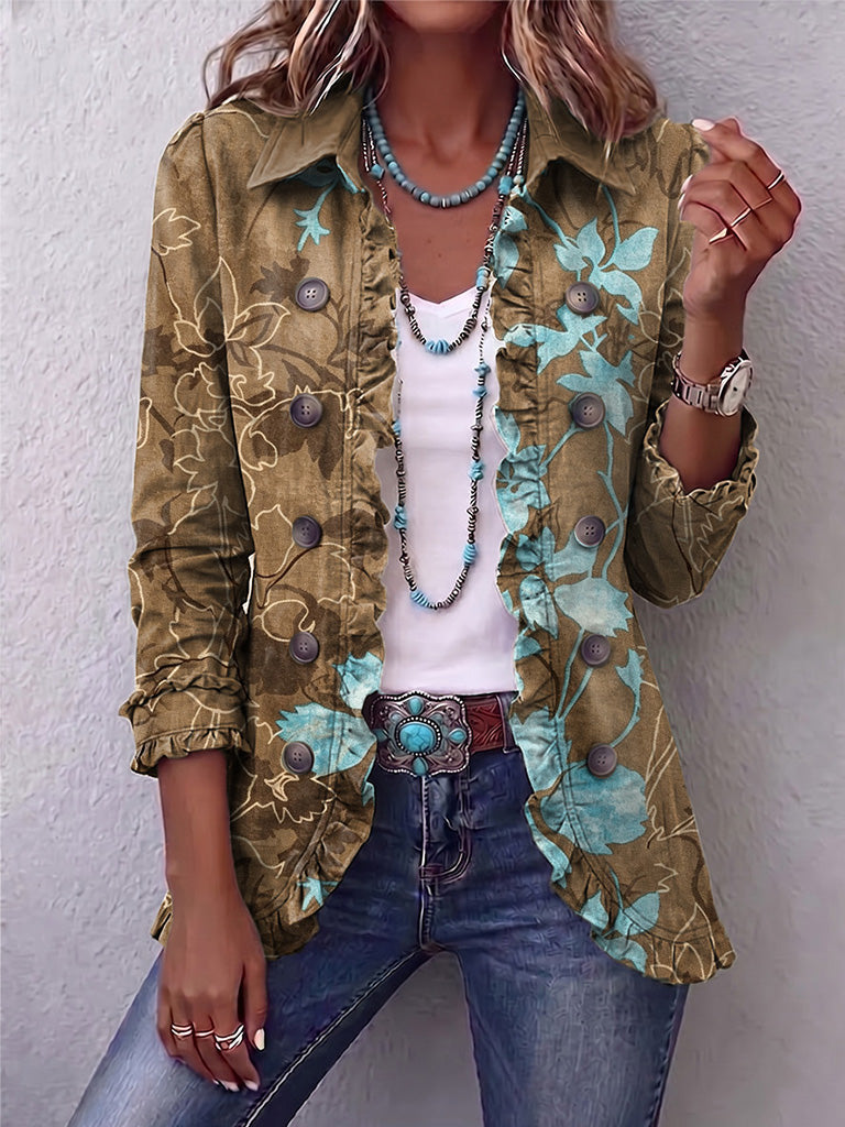 Lina | Vintage-Boho-Jacke mit Farbverlauf und Blumenmuster