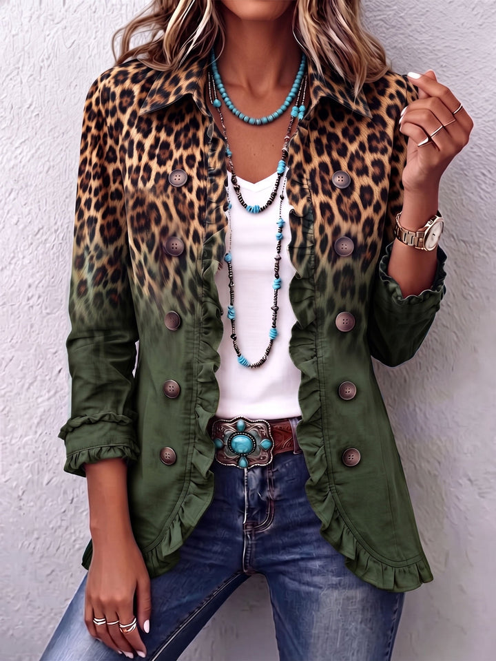Klara | Blazerjacke mit Leoparden-Ombré und Rüschen
