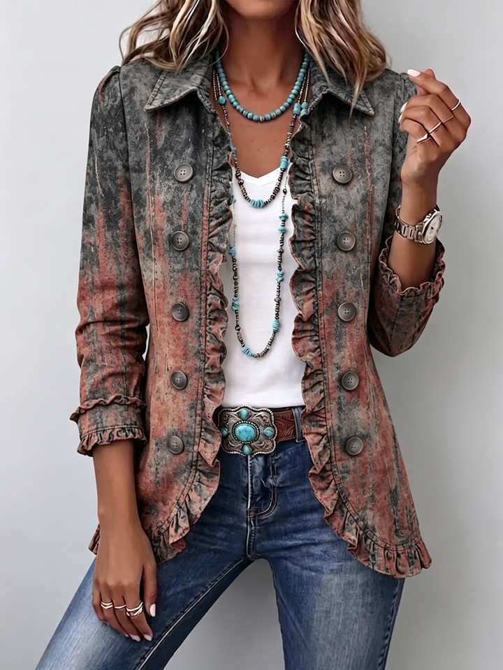 Ella | Vintage-Rüschenjacke mit strukturiertem Farbverlauf