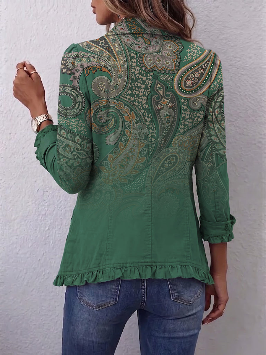 Marion™ | Blazer in Grün mit Paisley