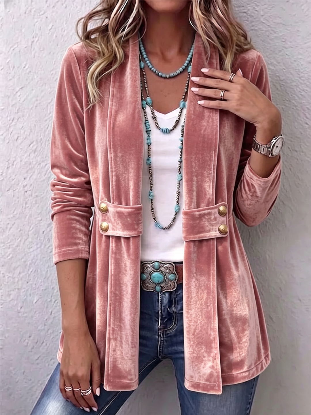 Katrin™ | Offener Blazer mit Schimmer