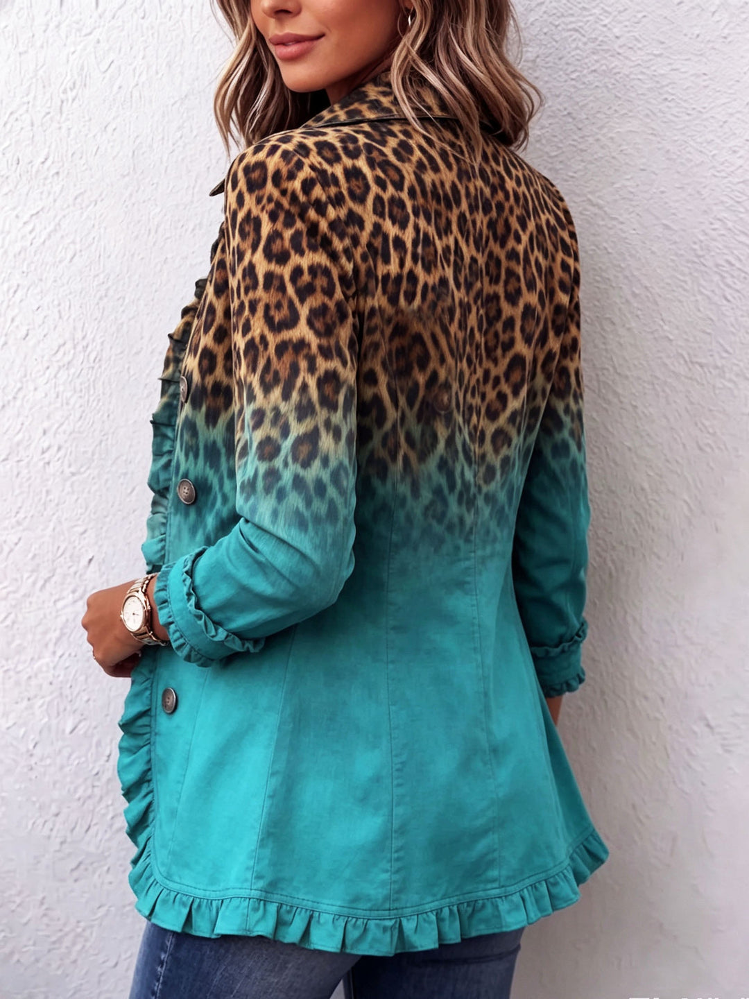 Klara | Blazerjacke mit Leoparden-Ombré und Rüschen
