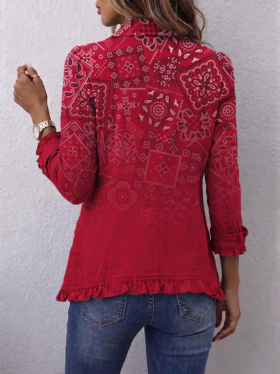 Martina™ | Blazer in Rot mit Bandana-Muster