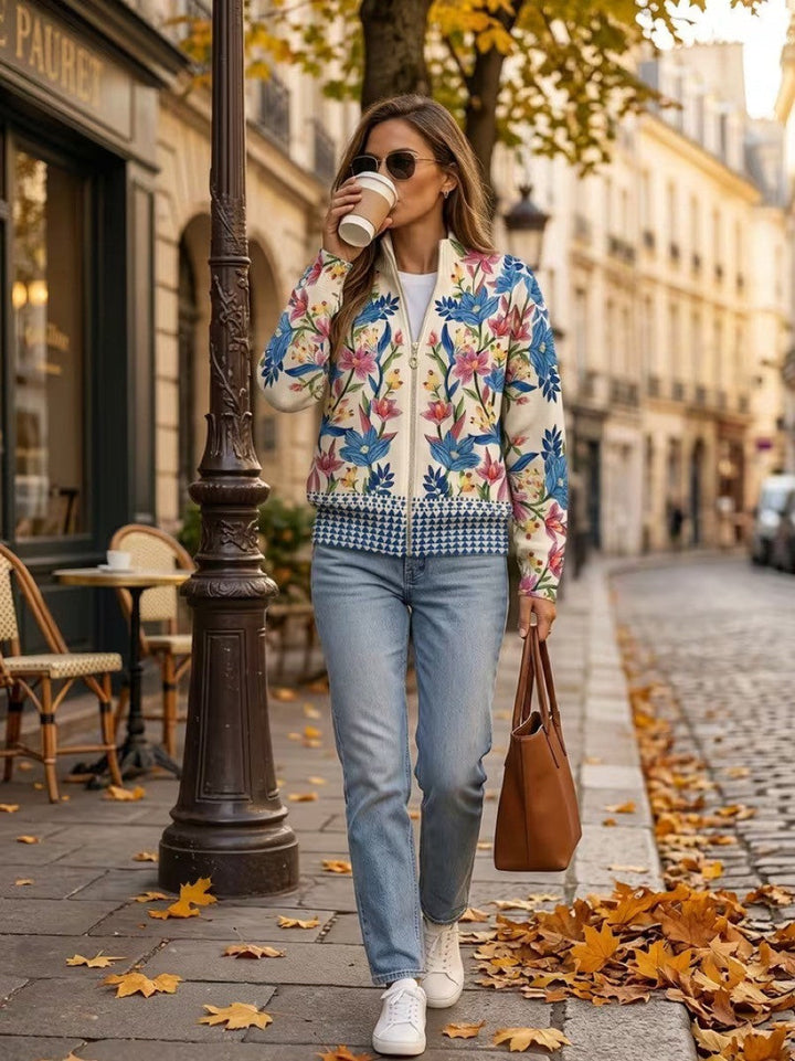 Heike™ | Cardigan mit Folklore-Blumen
